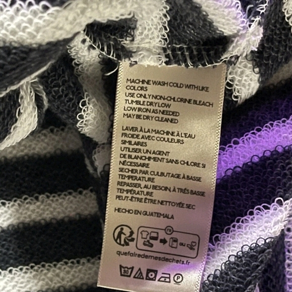 Free People We The Free Main Squueze Navy White Striped Poncho V Neck Pullover S - Picture 5 of 9